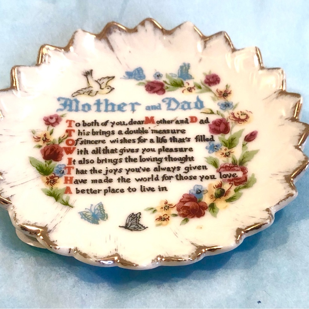 JAPAN MOM AND DAD PLATE VINTAGE Sawtooth Edge